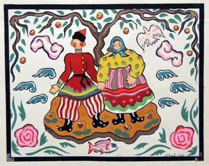 Litografía en color Alexander SCHADRINE de 1920 pochoir diseño de cuento de hadas ruso ARTE - Imagen 1 de 5