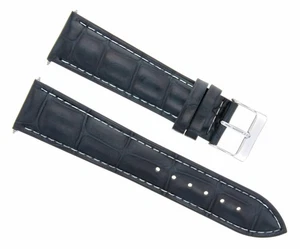 19MM GENUINE LEATHER WATCH BAND STRAP FOR TUDOR PRINCE WATCH DARK BLUE WHITE ST - Picture 1 of 5