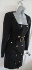 Karen Millen Black Trench/Military/Blazer Tux Sleeve Mini Belted Dress Sz 8 £225