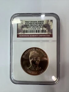 2008 US MINT FIRST SPOUSE MEDAL ELIZABETH MONROE NGC BRILLIANT UNCIRCULATED - Picture 1 of 2