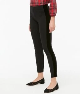 J Crew Gigi Pants Black With Velvet Tuxedo Stripe Women's Size 0 Mid Rise Ankle - Picture 1 of 5