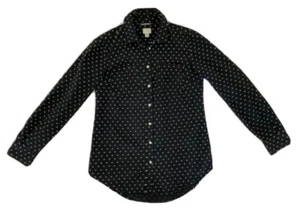 A NEW DAY S Black White Button Up Tunic Shirt Long Sleeve Ebony Swiss Dot - Picture 1 of 7