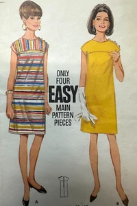 Vintage 1960s Sheath Dress Pattern Yoked Bodice Side Button Butterick 4643 Sz14 - Picture 1 of 7