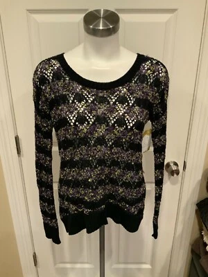 Kensie Purple Speckled Loose Knit V-Neck Sweater, Size XS, NWT! - Image 1 of 4