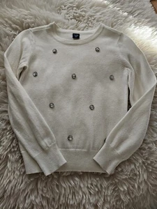 Baby Gap Kids Girls Knit Pullover Off White sweater with Rhinestones Size 5 - Picture 1 of 1