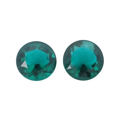 6 Ct./9 mm  Round Cut Green Amethyst Gemstones 2 Pcs Lot For Jewelry Setting - Image 1 of 4