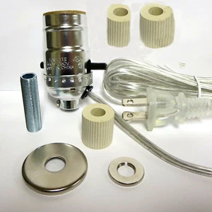 Lampenteile: Nickel vorverdrahtet Flaschenset - 5/8"", 3/4"" und 1"" Adapter BK-12 - Bild 1 von 2