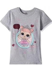 LOL Surprise Gray Sparkle Center Stage Short Sleeve Tee T Shirt Top Size M 5/6 - Picture 1 of 4