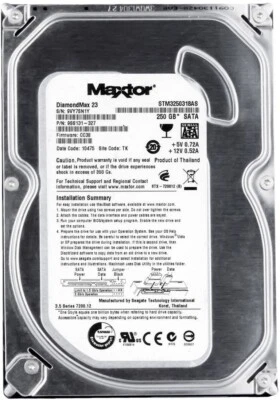 Disk Maxtor Diamondmax 23 250GB 7200U/Min 16MB SATA II STM3250318AS 3.5'' - Immagine 1 di 3