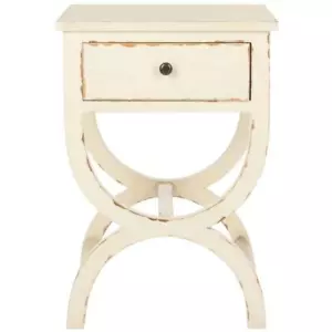 SAFAVIEH End Table 15"x15"x26.75" Farmhouse Rustic White/Cream Storage Indoor - Picture 1 of 6