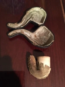 Meerschaumpfeife und Etui mit Leder umwickelt - Bild 1 von 12