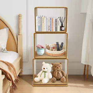 3 Tiers Rotating Bookshelf Bookcase Storage Shelf Display Rack Stand Wood Color - Picture 1 of 18