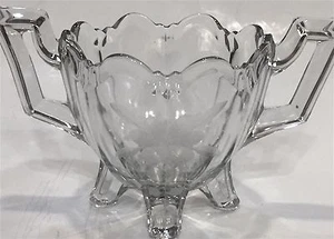 DOBLE MANGO / 4 PATAS / CRISTAL ABIERTO GRABADO / MERMELADA DE VIDRIO / AZUCARERO VINTAGE - Imagen 1 de 9