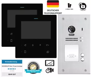 Videotürsprechanlage RFID Türöffner Schwarz BUS Unterputz Gegensprechanlage - Bild 1 von 12