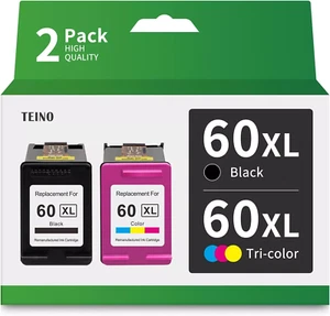 2PACK 60 XL 60XL Ink Cartridge for HP Photosmart C4680 D110a C4795 DeskJet D2680 - Picture 1 of 8