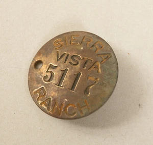 Sierra Vista Ranch Brass Worker's Badge 5117 (B5A-11/JSF6) Unmarked WWII Era - Picture 1 of 4