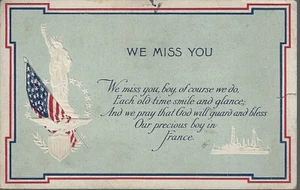 1919 WWI "We Miss You, Boy.....Our Precious boy in France" Post Card - Picture 1 of 2
