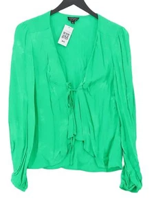 Topshop Women's Cardigan UK 8 Green Floral 100% Viscose V-Neck Cardigan - Picture 1 of 7