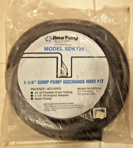 Bomba Simer SDK125, Kit de manguera de descarga de bomba de sumidero 1-1/4 pulg. Adaptador x 24 pies, 1,25" - Imagen 1 de 2