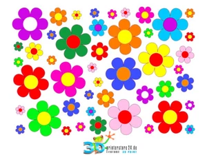 46 x Blumen, Blümchen, Aufkleber, Decal, Flower Style bunt, Autoaufkleber SET XL - Bild 1 von 1
