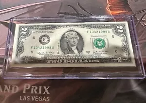 $2 Two Dollar Bill In Acrylic Case - Picture 1 of 2
