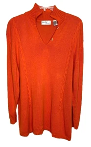 Moda Spiegel Vintage Womens Orange Cable Knit Sweater Size L Y2K Coquette Career - Picture 1 of 11