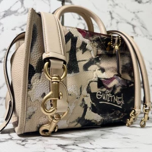 COACH × Mint + Serf Rogue 39 Shoulder Bag Multicolor × Beige Leather Handbag -JP - Picture 1 of 13