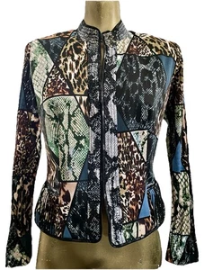 CHAQUETA ALBERTO MAKALI Multi LEOPARDO Estampado Animal Talla Mediana - Imagen 1 de 8