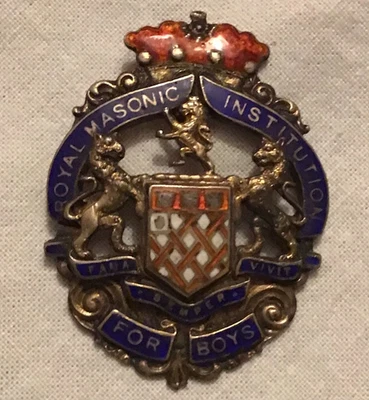 1920 Royal Masonic Institute for Boys Medal/Fob Sterl. Silver & Enamel, C Weeden - Image 1 of 4