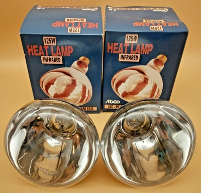 Vtg Abco Heat Lamp Bulb R-40 125 Watt Infrared Glass Lamp Bulb Standard 2 Pack - Image 1 of 4