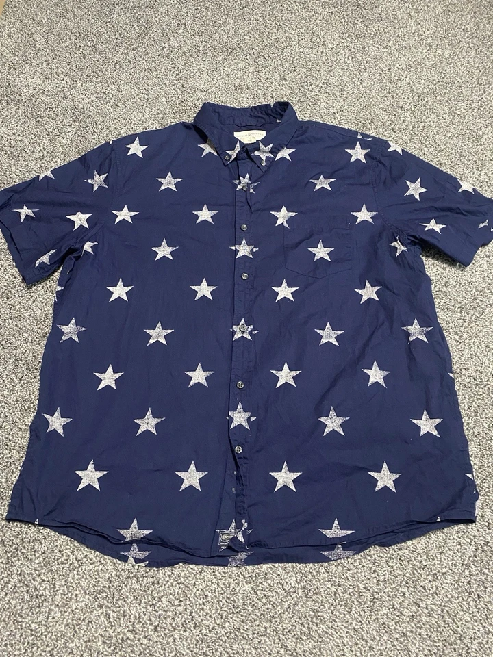 Camisa Denim & Supply Ralph Lauren Para Hombre Azul Estrella Abotonada Manga Corta XXL EE. UU. Foto 1 de 4