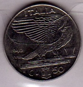 A026: Moneta Coin Vittorio Emanuele III - 50 Centesimi Impero 1940 XVIII - Picture 1 of 1