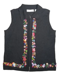 Vintage Marisa Christina Weihnachtsweste Y2K Santa Lebkuchenmann Grandmacore Gr. M - Bild 1 von 11