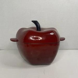 Martha Stewart 2QT Red Apple Cast Iron Enamel Dutch Oven Fall Kitchen Decor - Picture 1 of 10