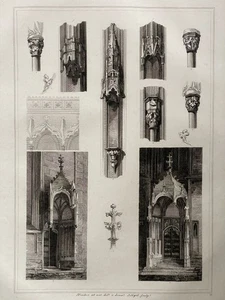 Maria am Gestade - Kanzel Radierung Strauß Architektur Kirche Gotik Wien - 1817 - Bild 1 von 7