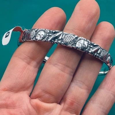 Brazalete Brazalete James Avery Pond Pals Archivo Retirado Rana Tortuga Pez Plata Foto 1 de 4