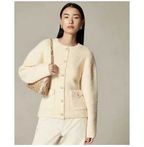 J Crew Cinched Waist Pullover Jacke Cardigan Creme Gold Knöpfe Gr. XS - Bild 1 von 12