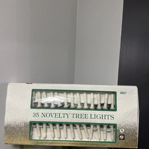 VTG SANTAS WORLD WHITE CANDLE STICK CLIP ON XMAS TREE STRING LIGHTS 35 CLEAR NEW - Picture 1 of 4