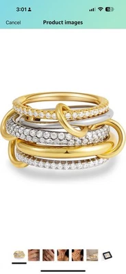 Nuevos anillos apilables sin deslustre para mujer - delicado juego de anillos de plata y oro... Foto 1 de 4