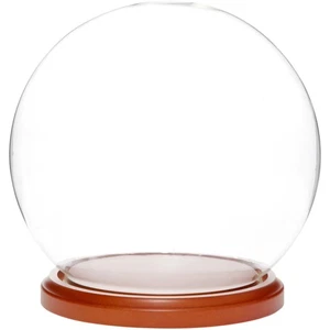 Plymor 7,5" x 8,5" Vetro Espositore Cupola Gloche Globe (Base MDF Noce) - Foto 1 di 2
