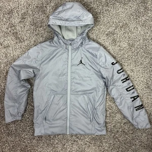 Nike Air Jordan Jacket Boys L (12-13) Fleece Lined Hooded Gray Youth Full Zip - Picture 1 of 12