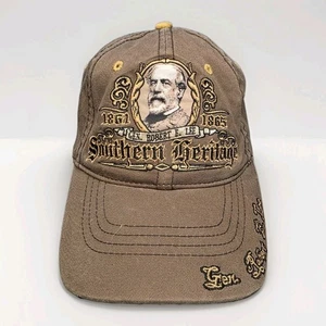Southern Heritage Legends Strapback Hat General Robert E. Lee Capsmith Brown/Yel - Picture 1 of 14