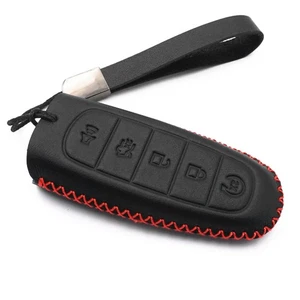 For Ford Flex Edge Lincoln MKS MKT MKX Black Leather 5 Buttons Key Fob Cover - Picture 1 of 5
