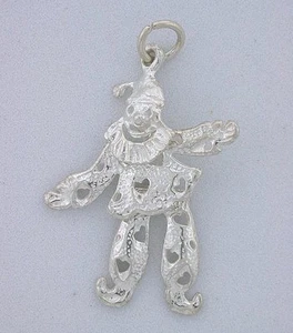 Moving Head Legs Clown Casted Pure 925 Sterling Silver Pendant EBS3751 - Picture 1 of 1