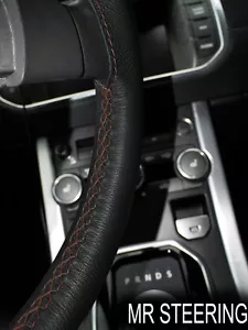 FOR 48-58 LAND ROVER SERIES 1 TRUE LEATHER STEERING WHEEL COVER BROWN DOUBLE STT - Picture 1 of 2