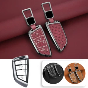 Zinc Alloy Leather Car Key Case Cover For BMW X1 X2 X3 X4 X5 X6 X5M 1 2 3 4 5 6 - Picture 1 of 16