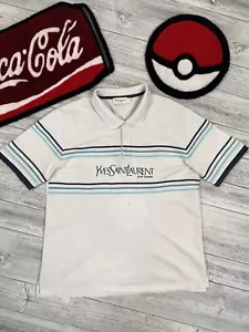 Camiseta polo vintage YSL Yves Saint Laurent Your Homme logotipo grande - Imagen 1 de 13