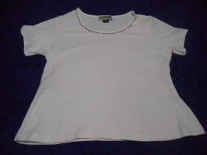 Christine Alexander White Short Sleeve Blouse Shirt with rhinestone X- Large - Picture 1 of 7