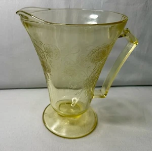 Vintage Hasel Atlas gelb Florentiner Mohn Muster Depression Glas Krug - Bild 1 von 4
