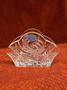 Bohemian Heavy Lead Crystal Glass Fan Shaped Napkin Holder 5” L X 3.75”T X 1.5 W - Picture 1 of 4